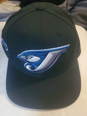 Mitchell & Ness Black Blue and White Toronto Blue Jays Snapback Hat...⚾